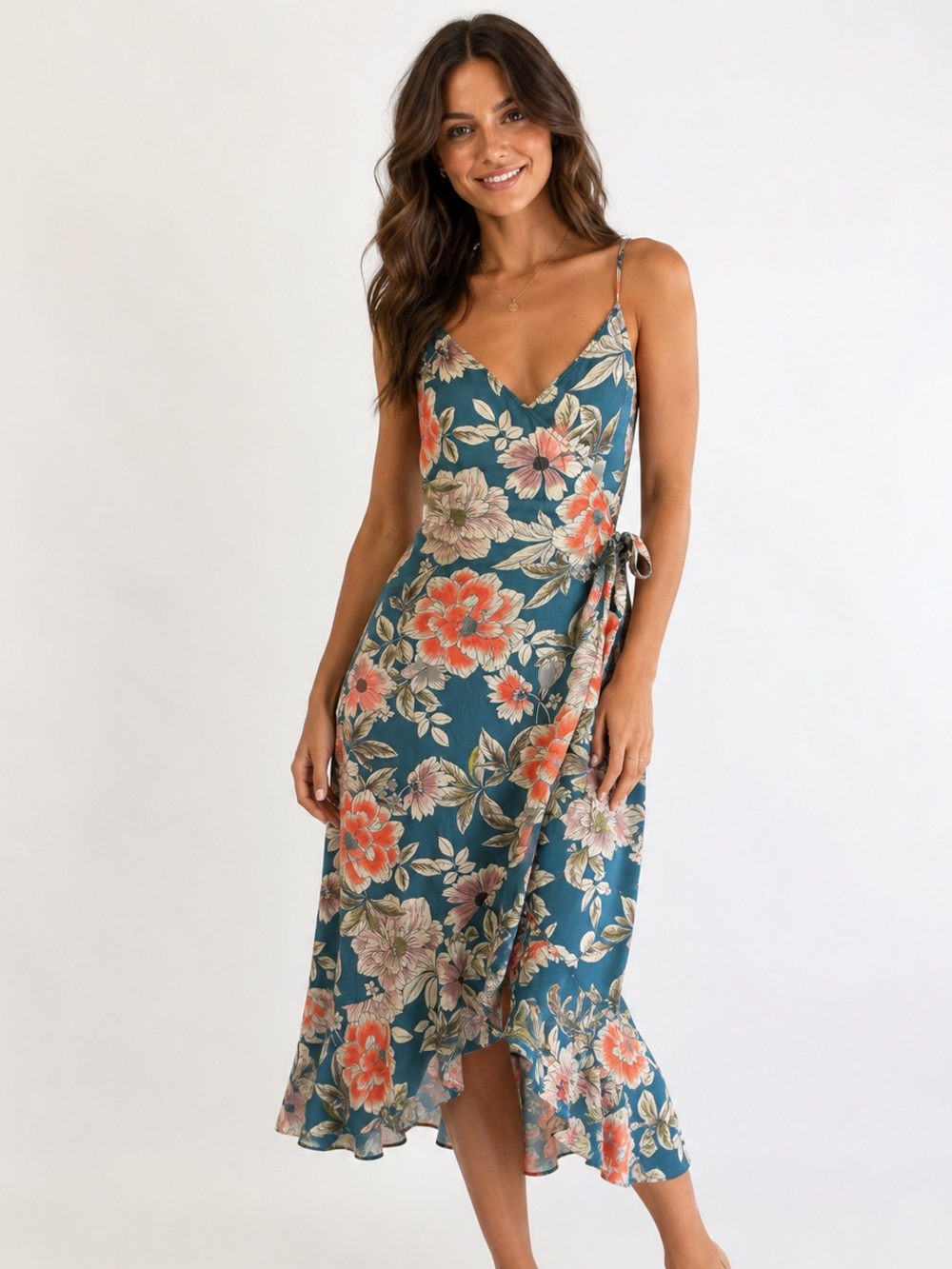 Saltwater Luxe Tropic Floral Wrap Midi Dress NWT Small